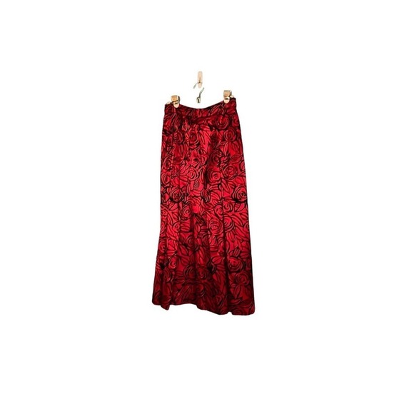 Chetta B Evening Long Formal Red/Black Floral Skirt Size 8 - Picture 3 of 9